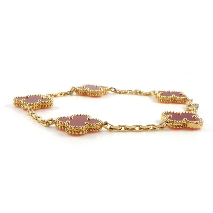 ヴァンクリーフ&アーペル Van Cleef & Arpels ブレスレット ヴィンテージ アルハンブラ 5モチーフ VCARD35500 カーネリアン K18YG 【箱・保付き】 【中古】