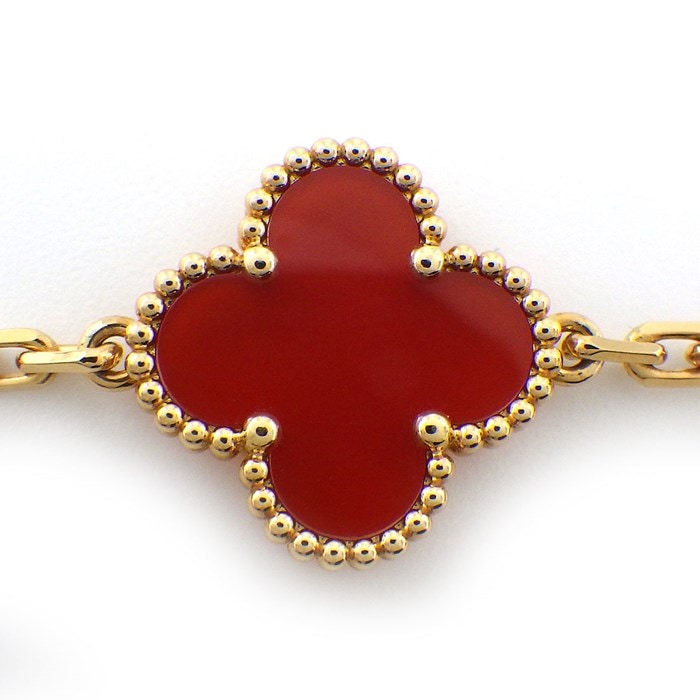 ヴァンクリーフ&アーペル Van Cleef & Arpels ブレスレット ヴィンテージ アルハンブラ 5モチーフ VCARD35500 カーネリアン K18YG 【箱・保付き】 【中古】