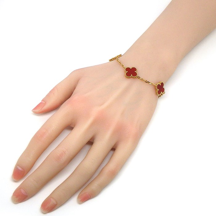 ヴァンクリーフ&アーペル Van Cleef & Arpels ブレスレット ヴィンテージ アルハンブラ 5モチーフ VCARD35500 カーネリアン K18YG 【箱・保付き】 【中古】