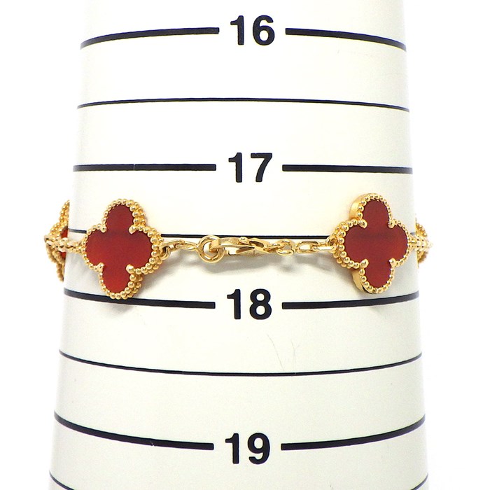 ヴァンクリーフ&アーペル Van Cleef & Arpels ブレスレット ヴィンテージ アルハンブラ 5モチーフ VCARD35500 カーネリアン K18YG 【箱・保付き】 【中古】