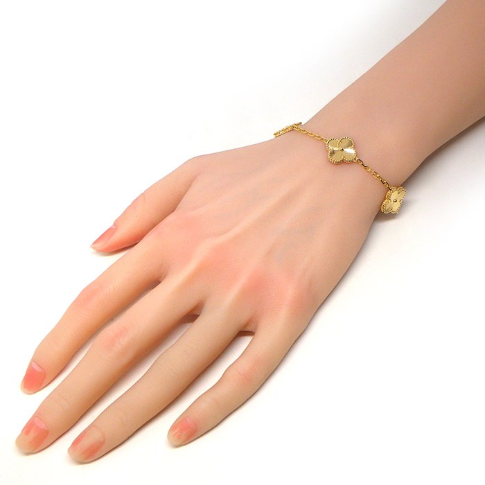 ヴァンクリーフ&アーペル Van Cleef & Arpels ブレスレット ヴィンテージアルハンブラ 5モチーフ VCARP3JK00 ギヨシェ K18YG 【中古】