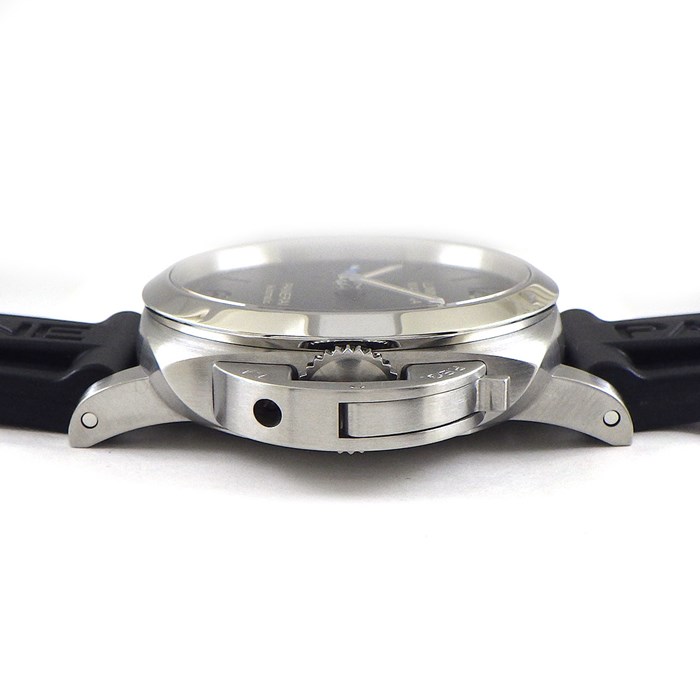 パネライ PANERAI 腕時計 ルミノール マリーナ 1950 アッチャイオ PAM01392 デイト 裏スケ 3デイズ ブラック 文字盤 ブラック ラバー SS 自動巻き 【中古】