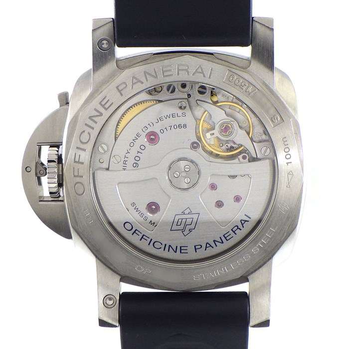 パネライ PANERAI 腕時計 ルミノール マリーナ 1950 アッチャイオ PAM01392 デイト 裏スケ 3デイズ ブラック 文字盤 ブラック ラバー SS 自動巻き 【中古】