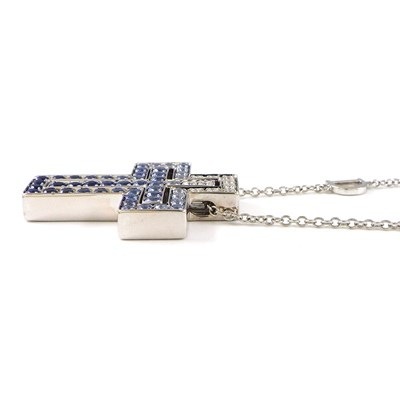 ダミアーニ DAMIANI ネックレス ベル エポック ダブル クロス 20087030_c パヴェ サファイア 計1.188ct ダイヤモンド 計0.19ct K18WG 【箱・保付き】 【中古】
