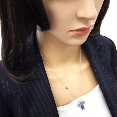 ダミアーニ DAMIANI ネックレス ベル エポック ダブル クロス 20087030_c パヴェ サファイア 計1.188ct ダイヤモンド 計0.19ct K18WG 【箱・保付き】 【中古】