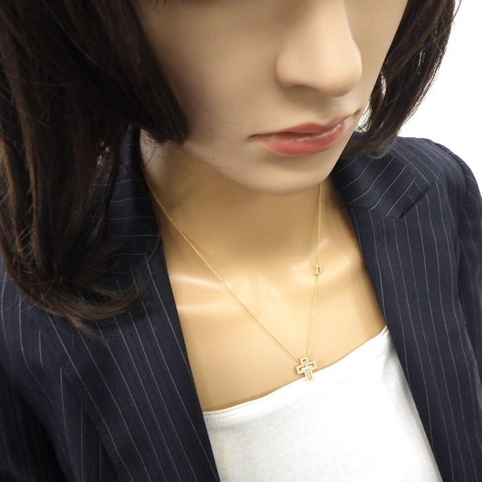 ダミアーニ DAMIANI ネックレス ベルエポック XXS 20079802_c ダブル クロス パヴェ ダイヤモンド 計0.17ct K18PG 【中古】