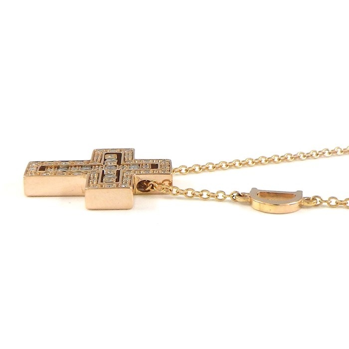 ダミアーニ DAMIANI ネックレス ベルエポック XXS 20079802_c ダブル クロス パヴェ ダイヤモンド 計0.17ct K18PG 【中古】