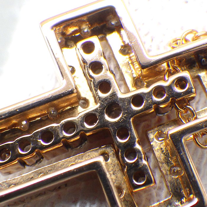 ダミアーニ DAMIANI ネックレス ベルエポック XXS 20079802_c ダブル クロス パヴェ ダイヤモンド 計0.17ct K18PG 【中古】