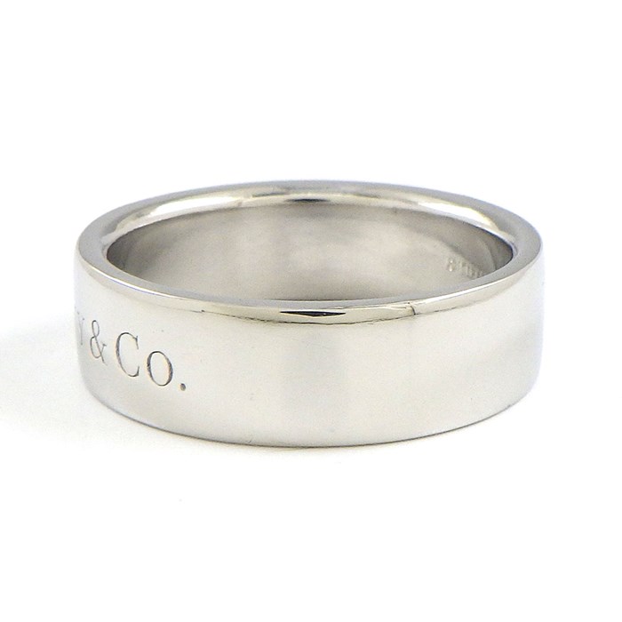 ティファニー Tiffany & Co. リング フラット バンド 6.0?幅 ロゴ PT950 14号 【中古】