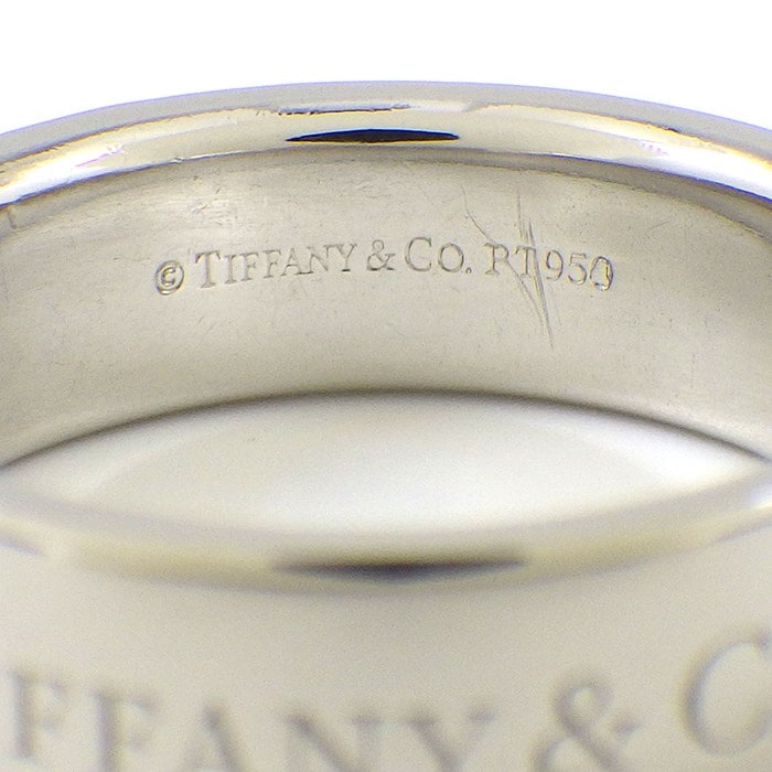 ティファニー Tiffany & Co. リング フラット バンド 6.0?幅 ロゴ PT950 14号 【中古】
