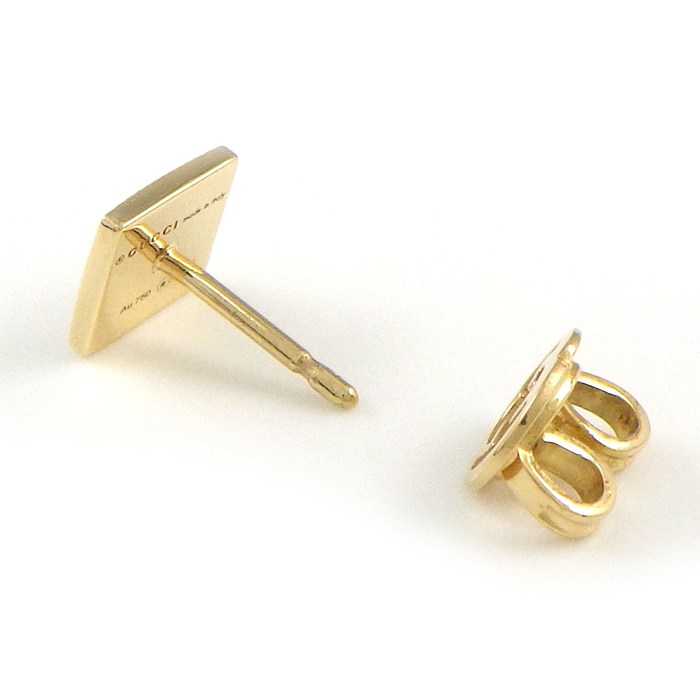 グッチ GUCCI ピアス インターロッキング G ロゴ スクエア K18YG 【中古】