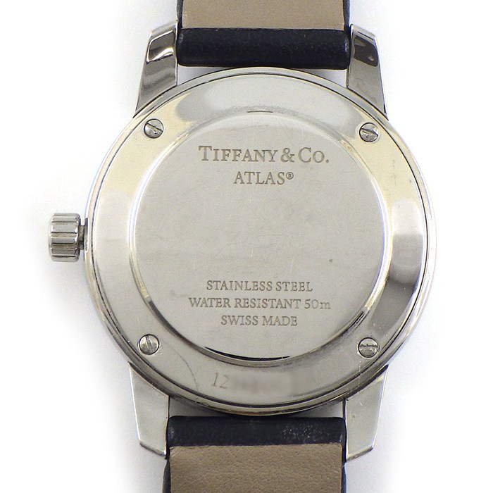 ティファニー Tiffany & Co. 腕時計 アトラス 34875928 シルバー文字盤 ローマンインデックス レザーベルト SS クオーツアナログ 【中古】