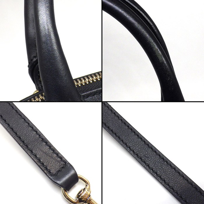 グッチ GUCCI ハンドバッグ/ショルダーバッグ ミニ ドーム 2WAYバッグ 449654 ブラック マイクログッチシマ レザー ゴールド金具 【中古】