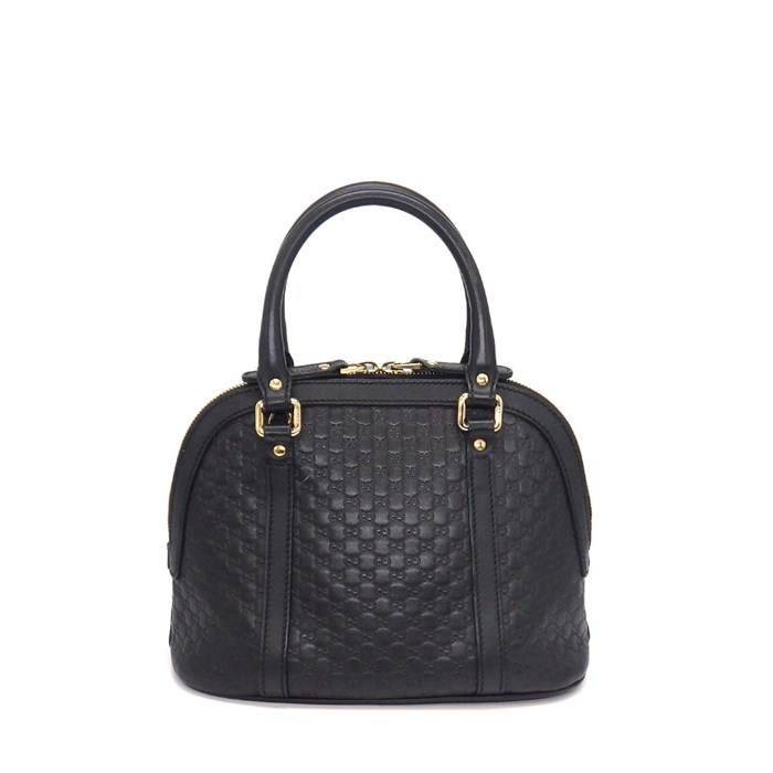 グッチ GUCCI ハンドバッグ/ショルダーバッグ ミニ ドーム 2WAYバッグ 449654 ブラック マイクログッチシマ レザー ゴールド金具 【中古】