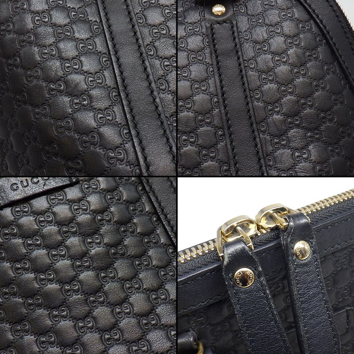 グッチ GUCCI ハンドバッグ/ショルダーバッグ ミニ ドーム 2WAYバッグ 449654 ブラック マイクログッチシマ レザー ゴールド金具 【中古】