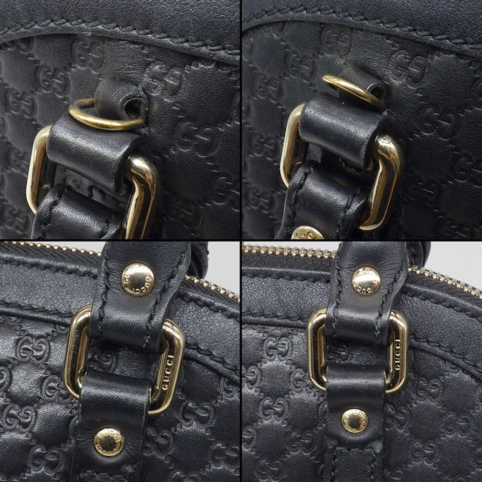 グッチ GUCCI ハンドバッグ/ショルダーバッグ ミニ ドーム 2WAYバッグ 449654 ブラック マイクログッチシマ レザー ゴールド金具 【中古】