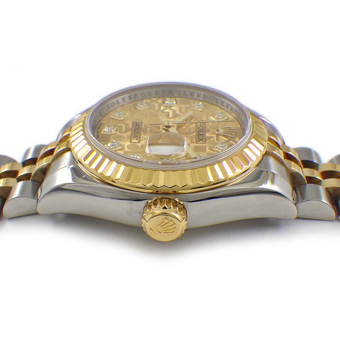 ロレックス Rolex 腕時計 デイトジャスト 179173G ルーレット刻印 ランダムシリアル 10ポイント ダイヤインデックス イエローゴールド コンピューター文字盤 フルーテッドベゼル ジュビリーブレス K18YG SS 自動巻き 【中古】 ロレックス Rolex 腕時計 デイトジャスト 179173G ルーレット刻印