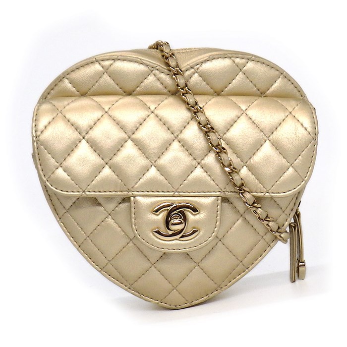 シャネル CHANEL ショルダーバッグ AS3191 ハート マトラッセ ラムスキン (羊皮) ゴールド金具 【中古】