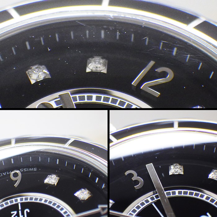 シャネル CHANEL 腕時計 J12 H2569 ブラック文字盤 カレンダー 8ポイント ダイヤインデックス 計0.04ct セラミック SS クオーツアナログ 【中古】