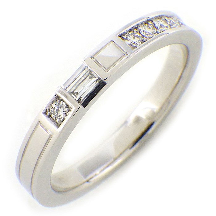ハリーウィンストン HARRY WINSTON リング トラフィック アクセント 1ポイント バゲットカット ダイヤモンド 7ポイント ラウンドカット ダイヤモンド PT950 16号 【中古】
