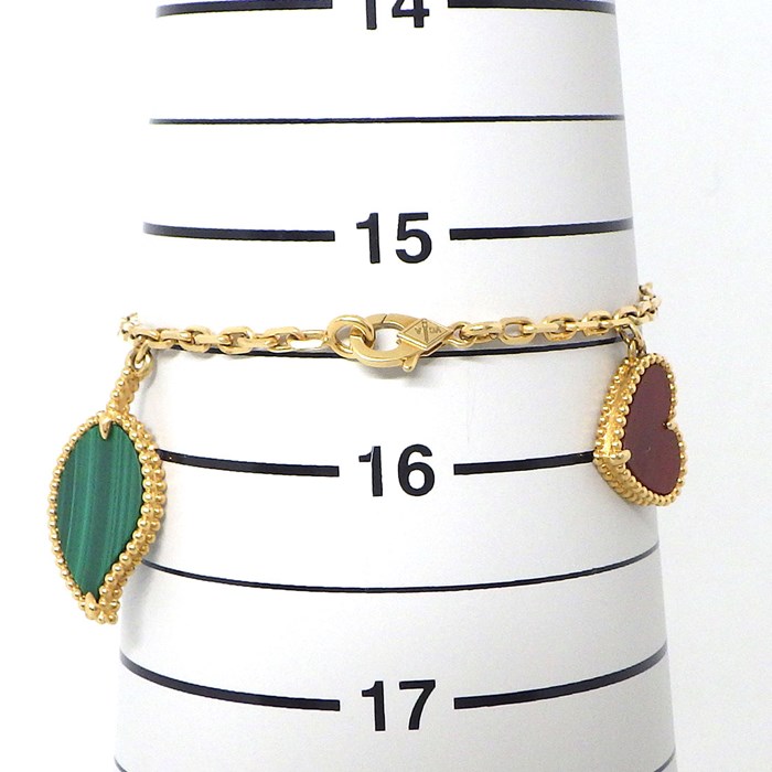 ヴァンクリーフ＆アーペル Van Cleef & Arpels ブレスレット ラッキー アルハンブラ 4モチーフ VCARD79600 ハート パピヨン クローバー リーフ タイガーアイ マラカイト カーネリアン ホワイト シェル K18YG 【中古】