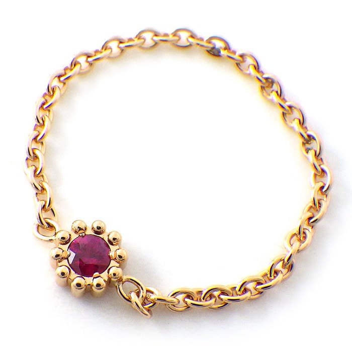 クリスチャンディオール Christian Dior リング ミミローズ JMRO95002_0000 ミミウィ ローズ デ ヴァン チェーン 1ポイント ルビー 0.05ct K18PG 7号 / #48 【箱・保付き】 【中古】