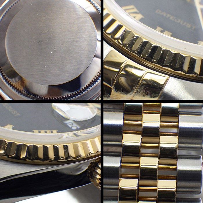ロレックス Rolex 腕時計 デイトジャスト 16233 P番 2000年製 ブラック コンピューター文字盤 彫コン ローマンインデックス デイト K18YG SS 自動巻き 【中古】