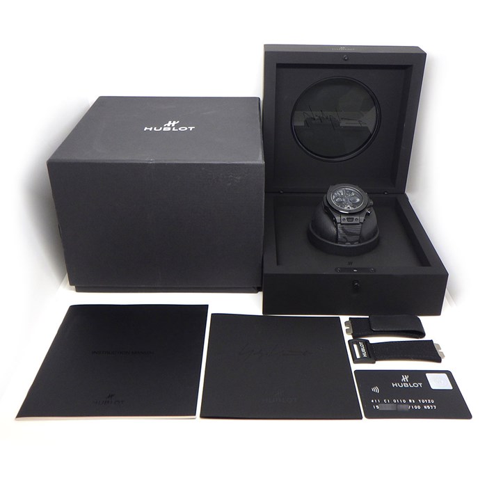 ウブロ Hublot 腕時計 ビッグバン オールブラック カモ ヨウジヤマモト 411.CI.0110.RX.YOY20 日本限定100本 スケルトン文字盤 クロノグラフ スモールセコンド セラミック ラバー 黒 自動巻き 【箱・保付き】 【中古】