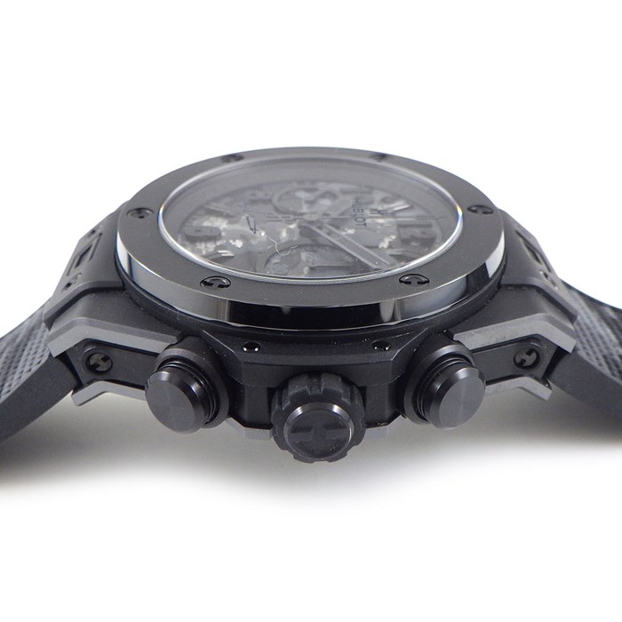 ウブロ Hublot 腕時計 ビッグバン オールブラック カモ ヨウジヤマモト 411.CI.0110.RX.YOY20 日本限定100本 スケルトン文字盤 クロノグラフ スモールセコンド セラミック ラバー 黒 自動巻き 【箱・保付き】 【中古】