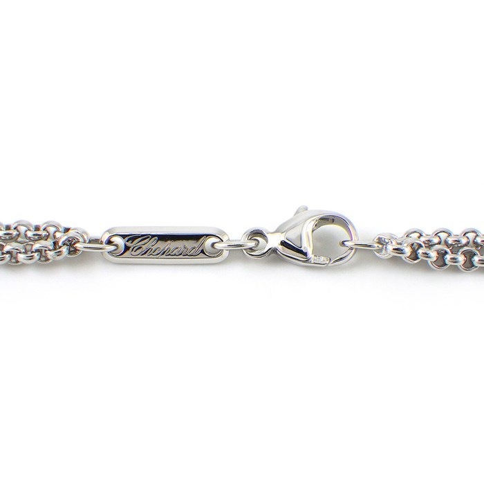 ショパール Chopard ネックレス ハッピーダイヤ 79/6213 クロス ダブルチェーン ムービング ダイヤモンド K18WG 【中古】
