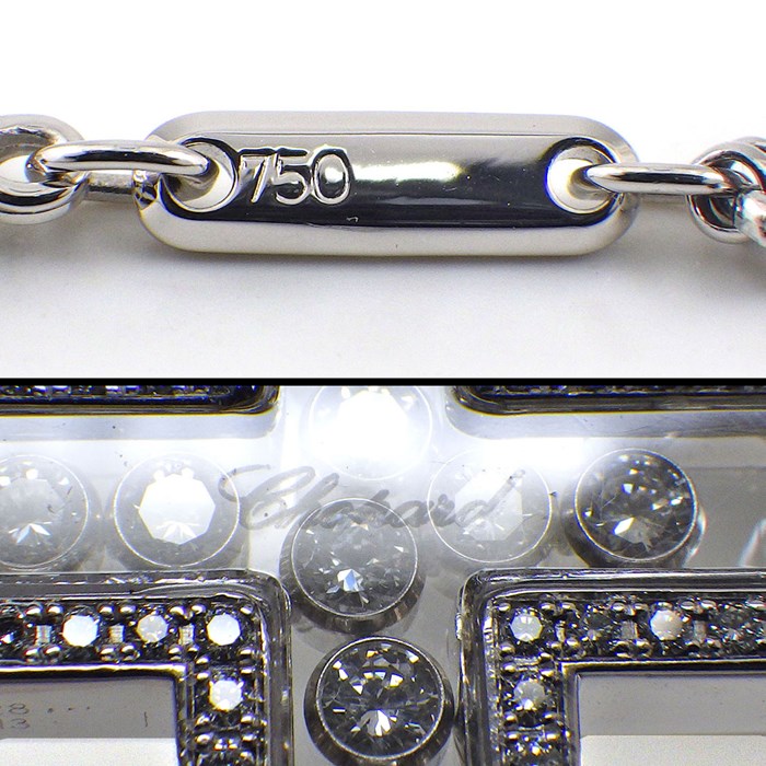 ショパール Chopard ネックレス ハッピーダイヤ 79/6213 クロス ダブルチェーン ムービング ダイヤモンド K18WG 【中古】