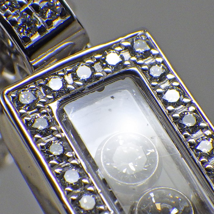 ショパール Chopard ネックレス ハッピーダイヤ 79/6213 クロス ダブルチェーン ムービング ダイヤモンド K18WG 【中古】