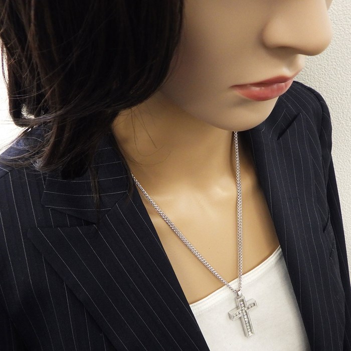 ショパール Chopard ネックレス ハッピーダイヤ 79/6213 クロス ダブルチェーン ムービング ダイヤモンド K18WG 【中古】
