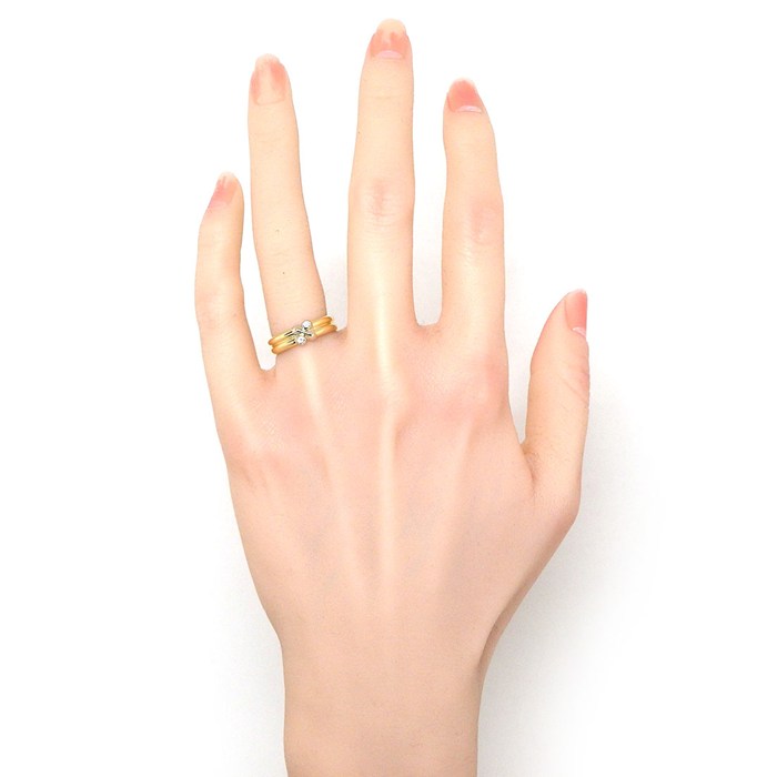 ティファニー Tiffany & Co. リング シグネチャー X クロス 2ポイント ダイヤモンド K18YG K18WG 9号 【中古】