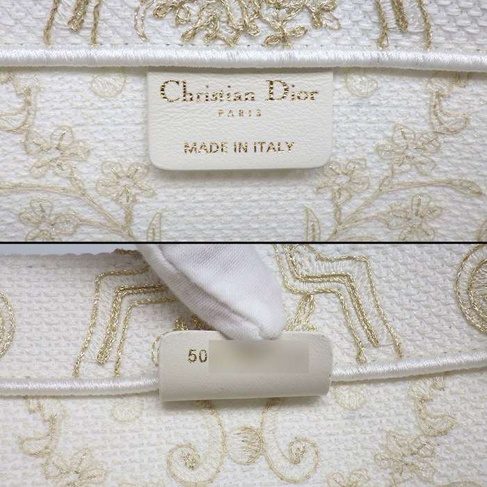 ディオール Dior トートバッグ ブックトート ミディアム M1296ZEWI ホワイト ディオレスクバタフライコーネリーエンブロイダリー 【中古】