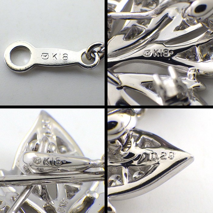ミキモト MIKIMOTO ネックレス 兼 ブローチ リーフモチーフ 1ポイント