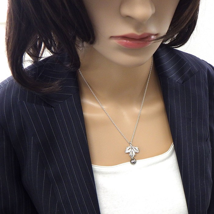 ミキモト MIKIMOTO ネックレス 兼 ブローチ リーフモチーフ 1ポイント