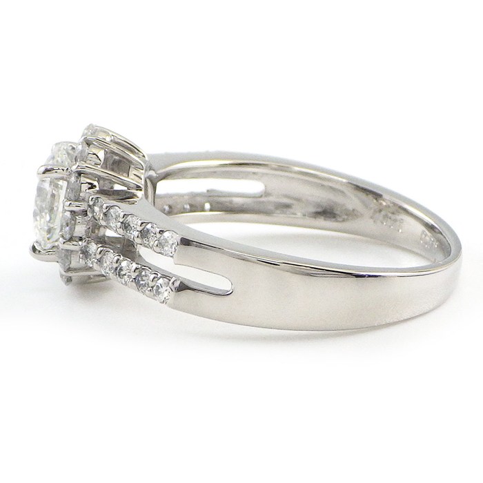 【ダイヤモンド】 リング 1ポイント ダイヤモンド 1.021ct(F/VS2/VG) パヴェ ダイヤモンド 計0.50ct PT900 14号 【中古】