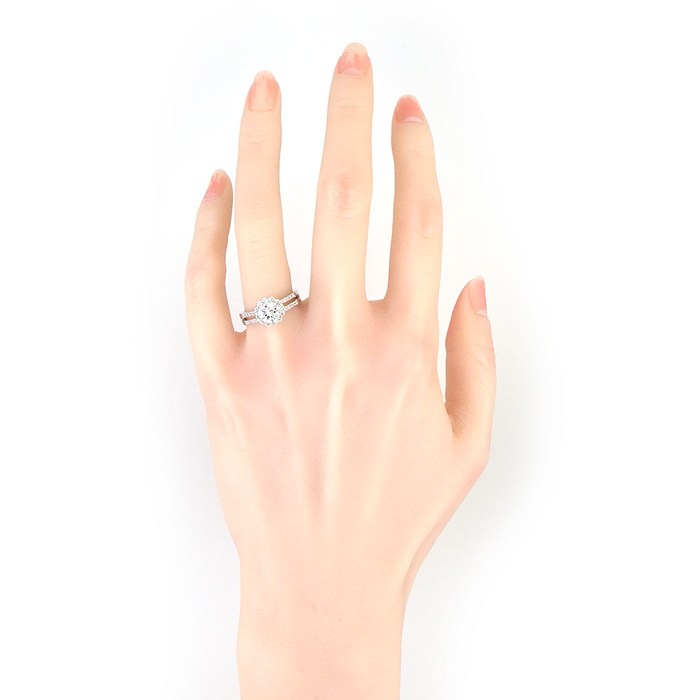 【ダイヤモンド】 リング 1ポイント ダイヤモンド 1.021ct(F/VS2/VG) パヴェ ダイヤモンド 計0.50ct PT900 14号 【中古】