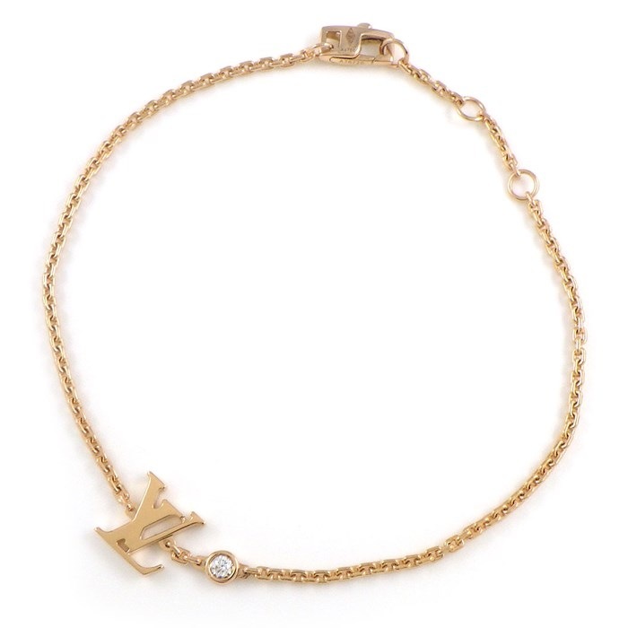 ルイ・ヴィトン LOUIS VUITTON ブレスレット ブラスレ イディール ブロッサム Q95595 LV ロゴ 1ポイント ダイヤモンド 0.03ct K18PG 【中古】