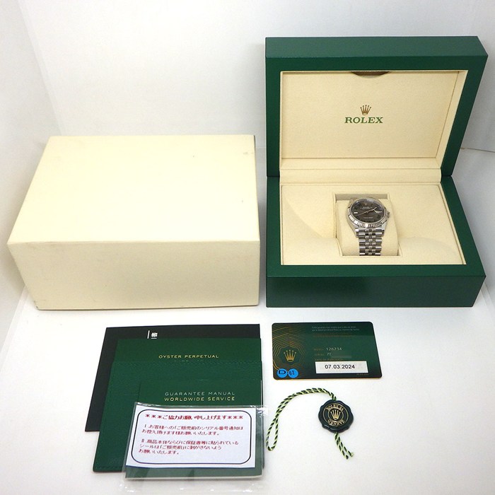 ロレックス Rolex 腕時計 デイトジャスト 126234 ランダムシリアル ルーレット刻印 スレート文字盤 ローマンインデックス デイト 夜光針/インデックス K18WG SS 自動巻き 【箱・保付き】 【中古】