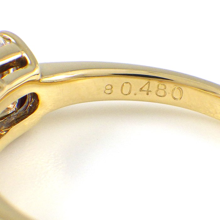 【ダイヤモンド】 リング 3ポイント レクタンギュラー モディファイド ブリリアントカット ダイヤモンド 0.572ct(K/SI2) / 0.48ct(K/SI1) / 0.459ct(K/VS1) K18YG 11.5号 【中古】