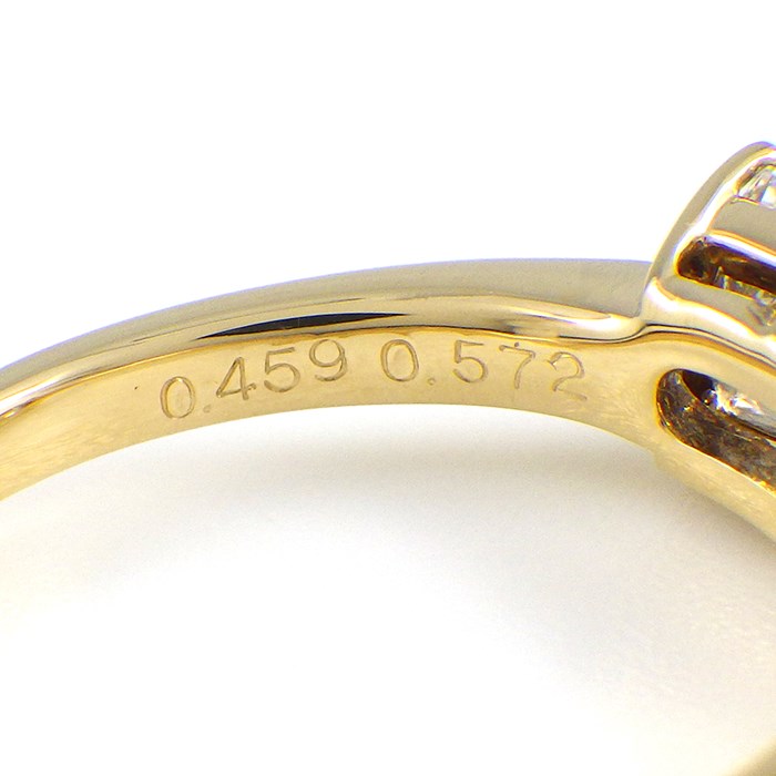 【ダイヤモンド】 リング 3ポイント レクタンギュラー モディファイド ブリリアントカット ダイヤモンド 0.572ct(K/SI2) / 0.48ct(K/SI1) / 0.459ct(K/VS1) K18YG 11.5号 【中古】
