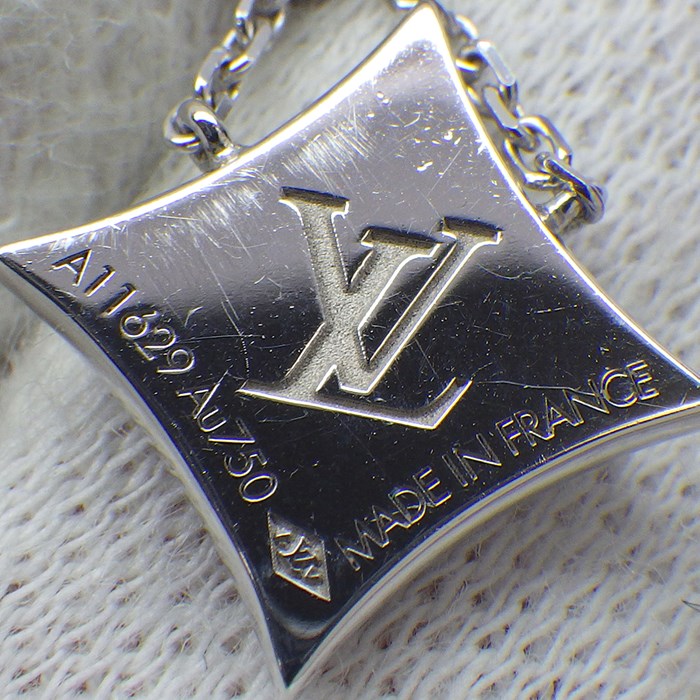 ルイ・ヴィトン LOUIS VUITTON ネックレス パンダンティフ スター ブロッサム BB モノグラム オニキス 1ポイント ダイヤモンド 0.04ct K18WG 【中古】