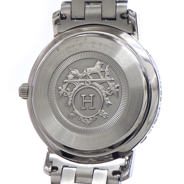 エルメス HERMES 腕時計 クリッパー CL4.210 ピンクシェル文字盤 デイト SS クオーツアナログ 【中古】