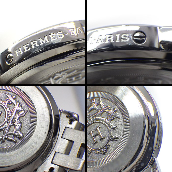 エルメス HERMES 腕時計 クリッパー CL4.210 ピンクシェル文字盤 デイト SS クオーツアナログ 【中古】