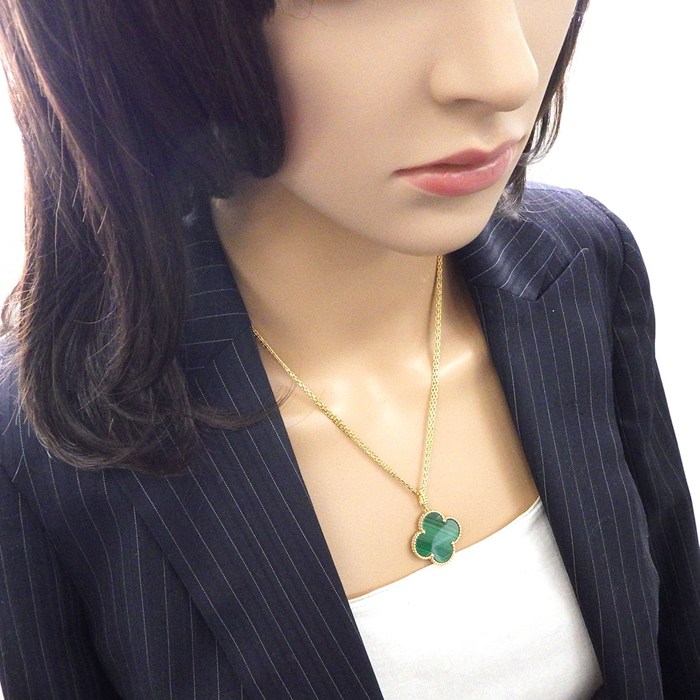 ヴァンクリーフ&アーペル Van Cleef & Arpels ロングネックレス マジックアルハンブラ VCARO9VA00 マラカイト K18YG 【中古】