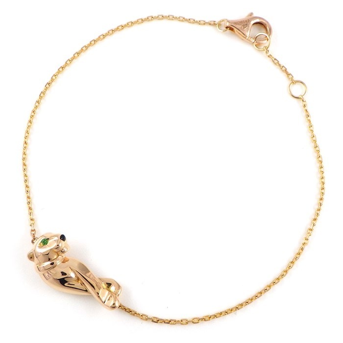 カルティエ Cartier ブレスレット パンテール ドゥ カルティエ パンサーモチーフ オニキス 2ポイント ツァボライト グリーンガーネット K18PG 【中古】