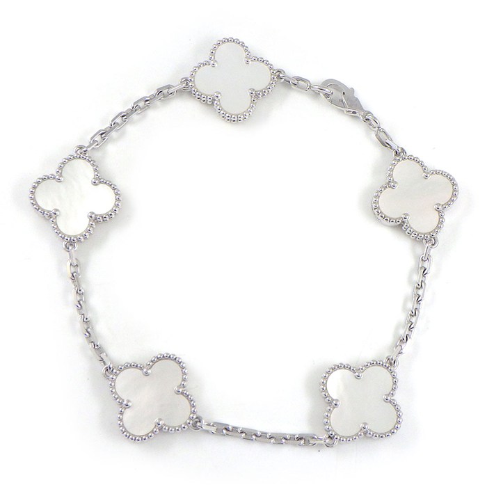 ヴァンクリーフ＆アーペル Van Cleef & Arpels ブレスレット ヴィンテージアルハンブラ 5モチーフ VCARF48400 ホワイト シェル K18WG 【箱・保付き】 【中古】