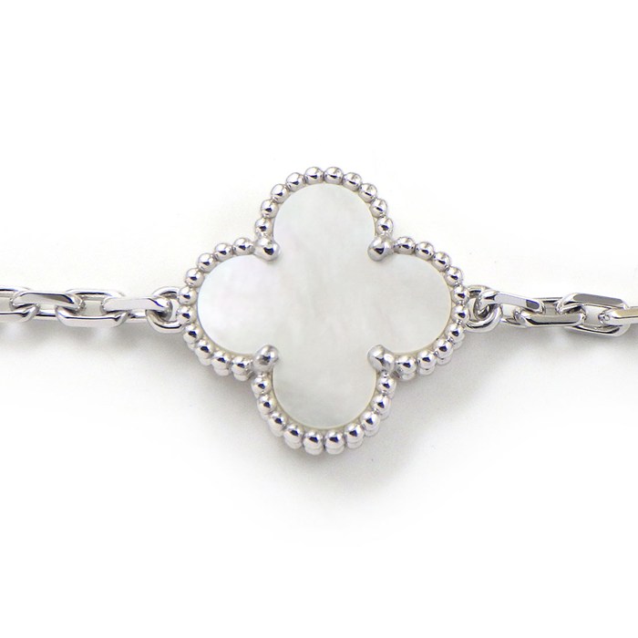 ヴァンクリーフ＆アーペル Van Cleef & Arpels ブレスレット ヴィンテージアルハンブラ 5モチーフ VCARF48400 ホワイト シェル K18WG 【箱・保付き】 【中古】